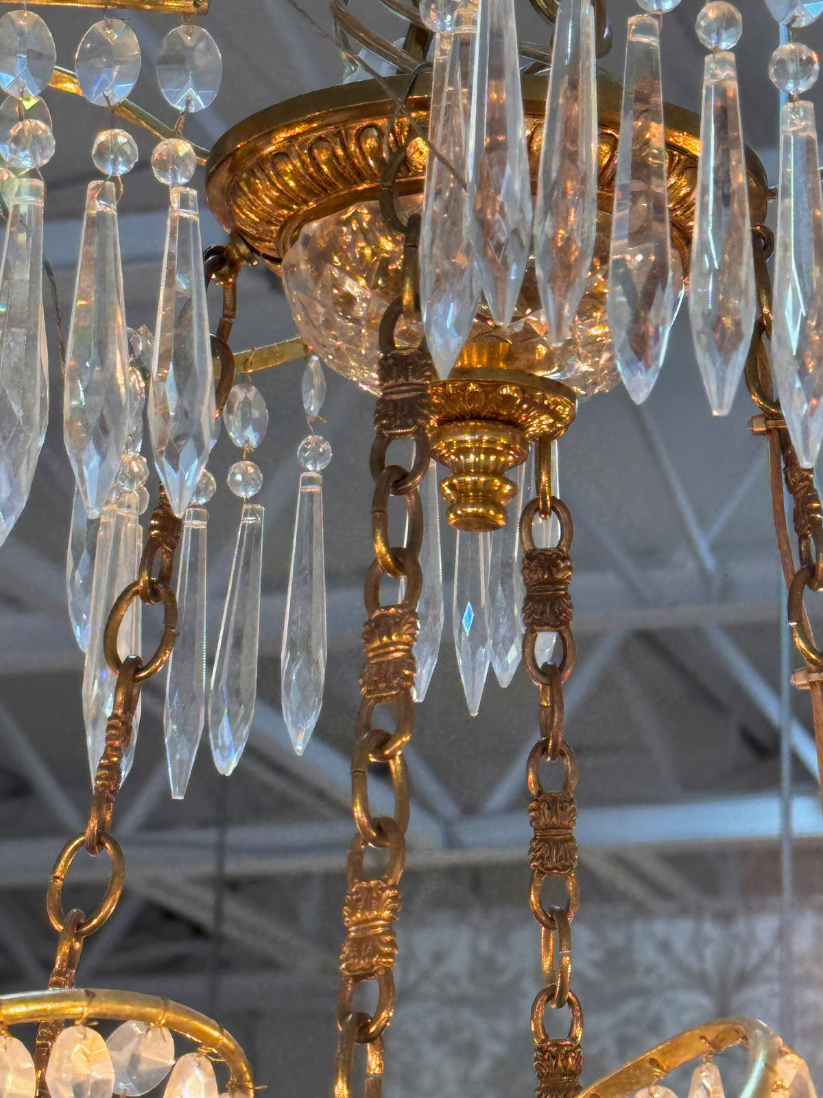 Swedish / Baltic Chandeliers, gilt bronze and crystal