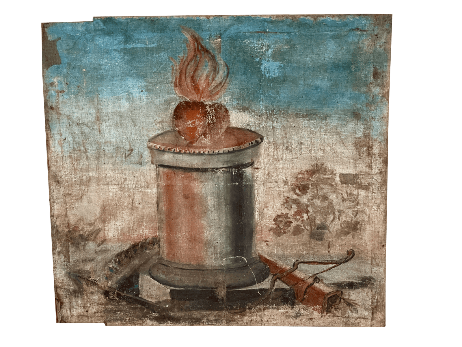 Large 18th Century Canvas of a Flame