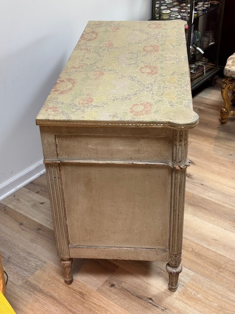 19th Century Louis XVI style Carved and painted French Commode - Helen Storey Antiques