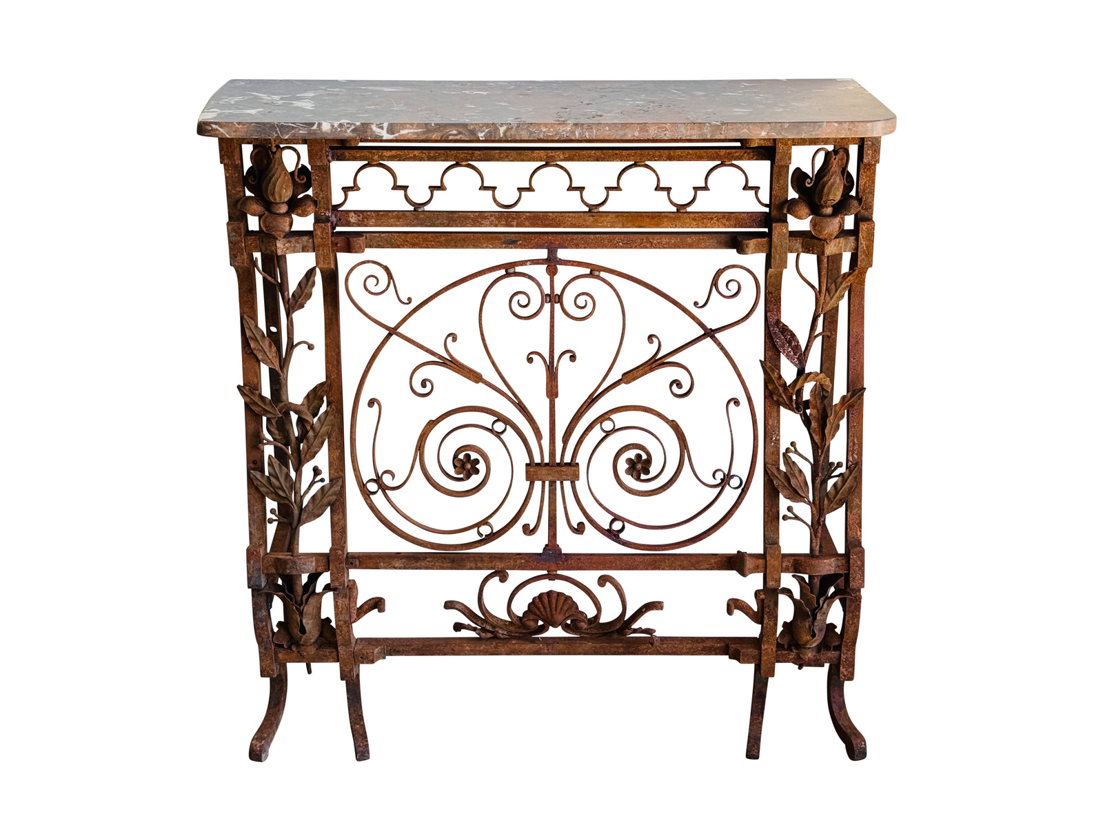 Early and finely wrought French Iron console, 19th C