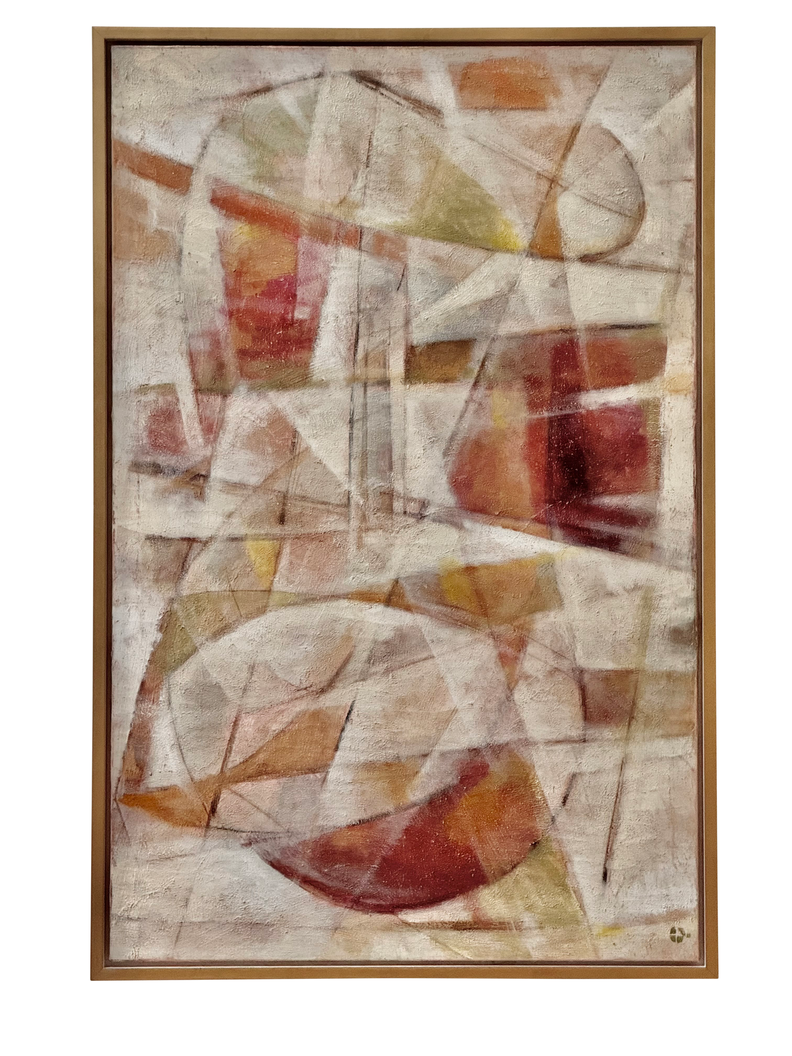 Large abstract painting in oil, Paris, mid-century