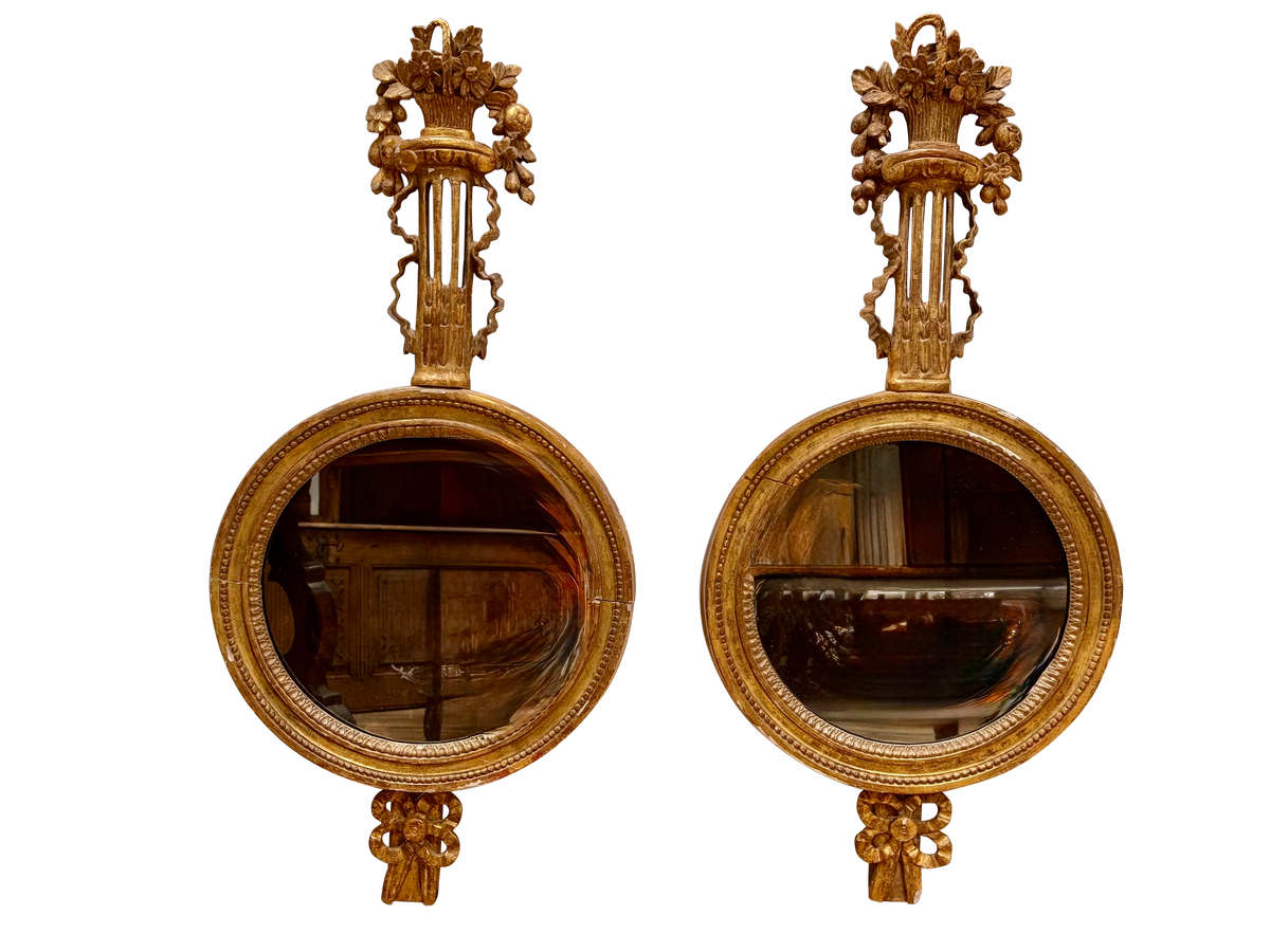 Pair of Carved Gilded Mirrors, 19th C.