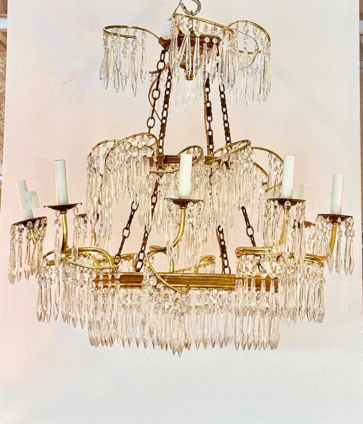 Swedish / Baltic Chandeliers, gilt bronze and crystal