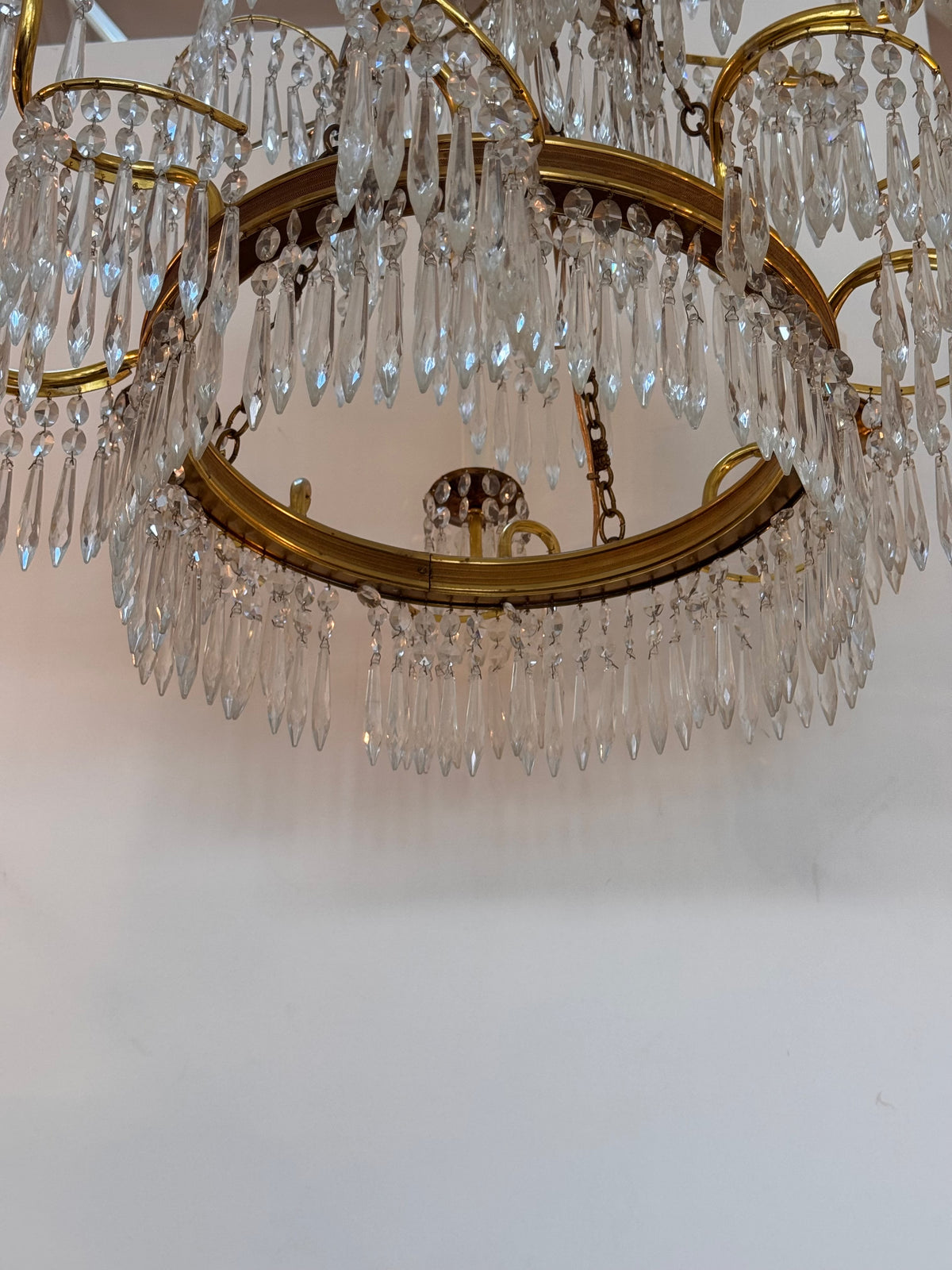 Swedish / Baltic Chandeliers, gilt bronze and crystal