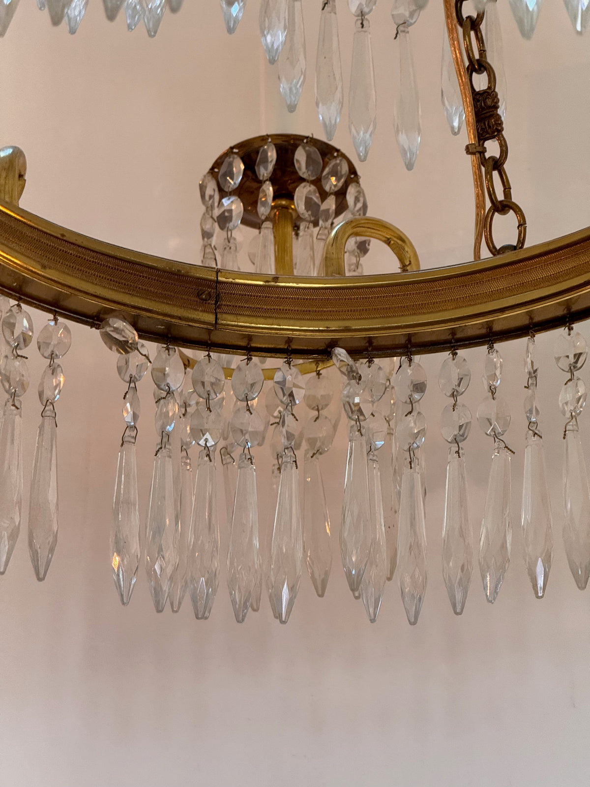 Swedish / Baltic Chandeliers, gilt bronze and crystal