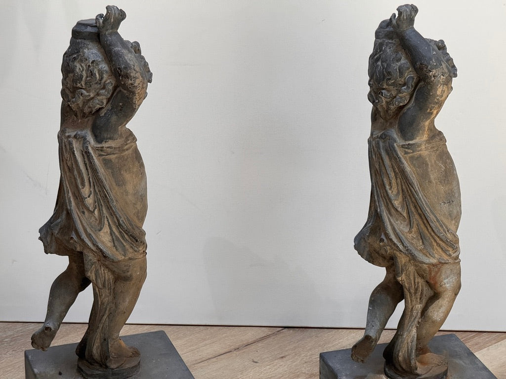 Pair of 18th-century English lead putti