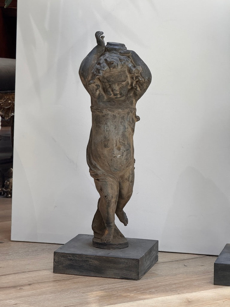 Pair of 18th-century English lead putti