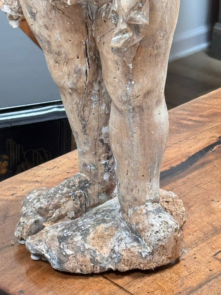 A Continental Carved Wood Putto, c. 1650 - Helen Storey Antiques