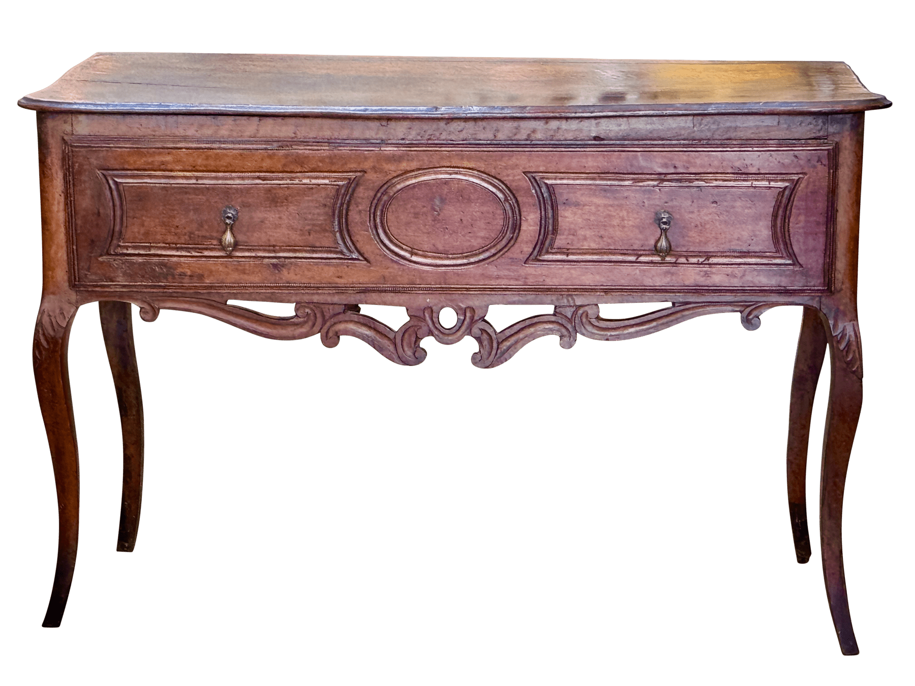 A Louis XV console or side table in richly patinated walnut