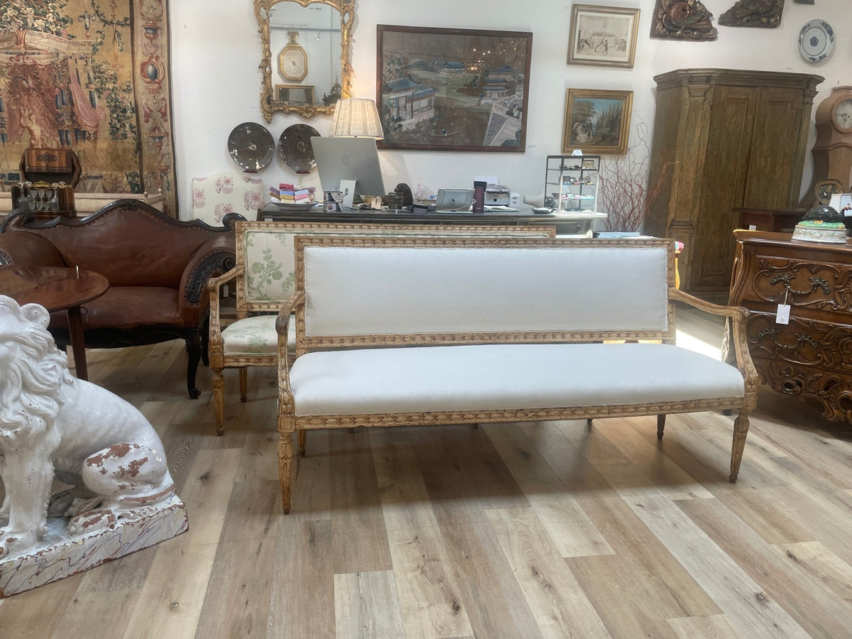 A Near Pair of Italian Neoclassical settees or benches, Late 18th Century - Helen Storey Antiques