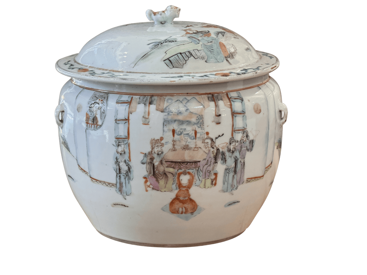 Chinese Porcelain Famille Rose Lidded Jar, Qing Dynasty 18th - 19th C. - Helen Storey Antiques