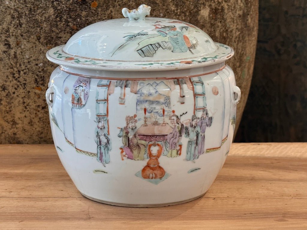Chinese Porcelain Famille Rose Lidded Jar, Qing Dynasty 18th - 19th C. - Helen Storey Antiques