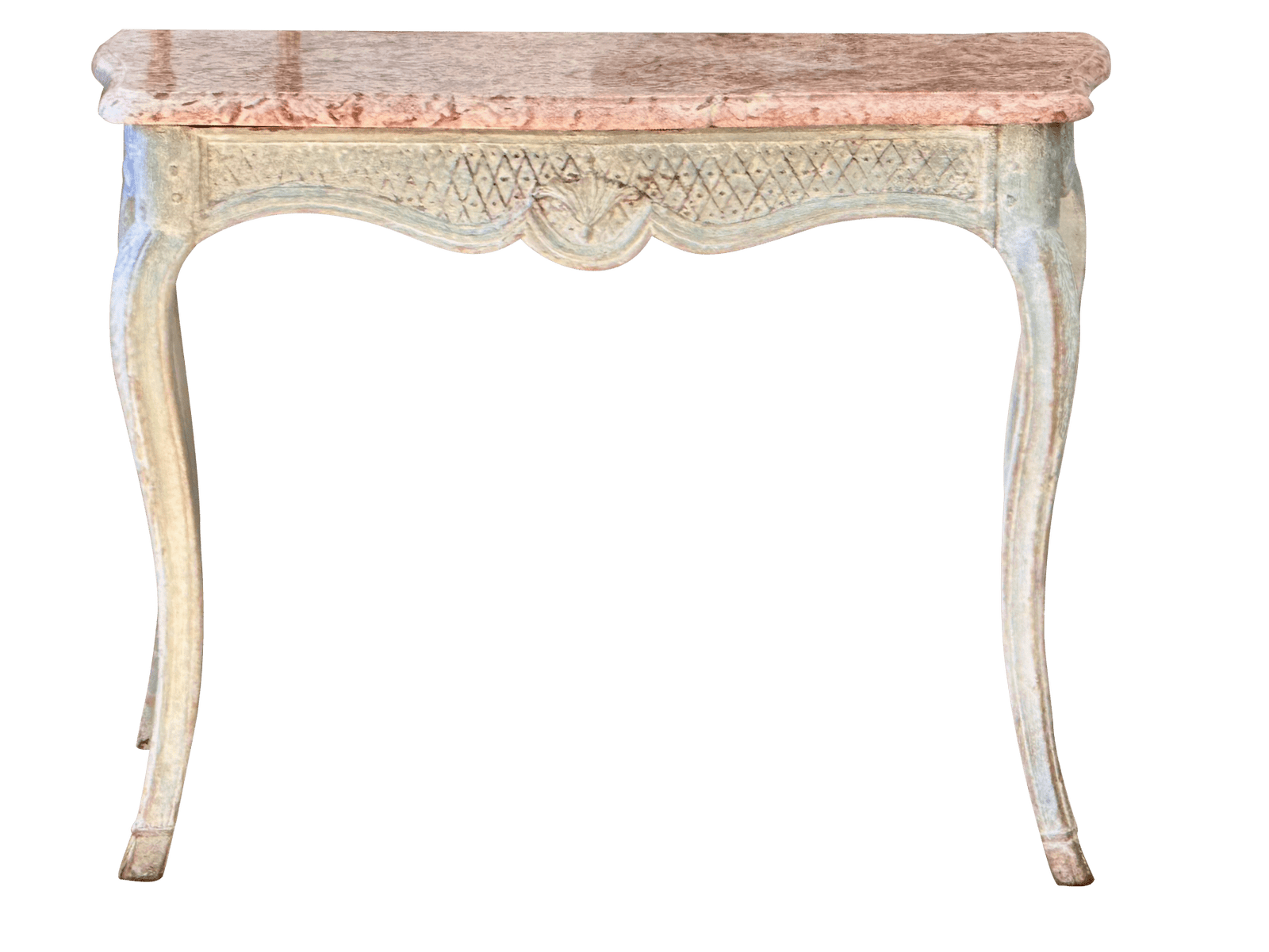 Elegant 18th Century Louis XVI carved, polychrome console with marble top