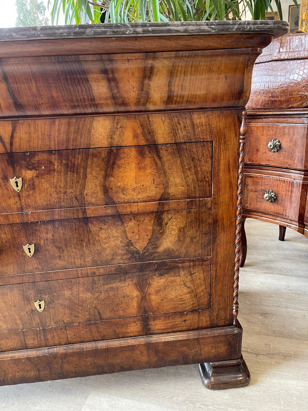 Fine French Louis Philippe Period Walnut Commode, Gorgeous Wood, 19th Century - Helen Storey Antiques