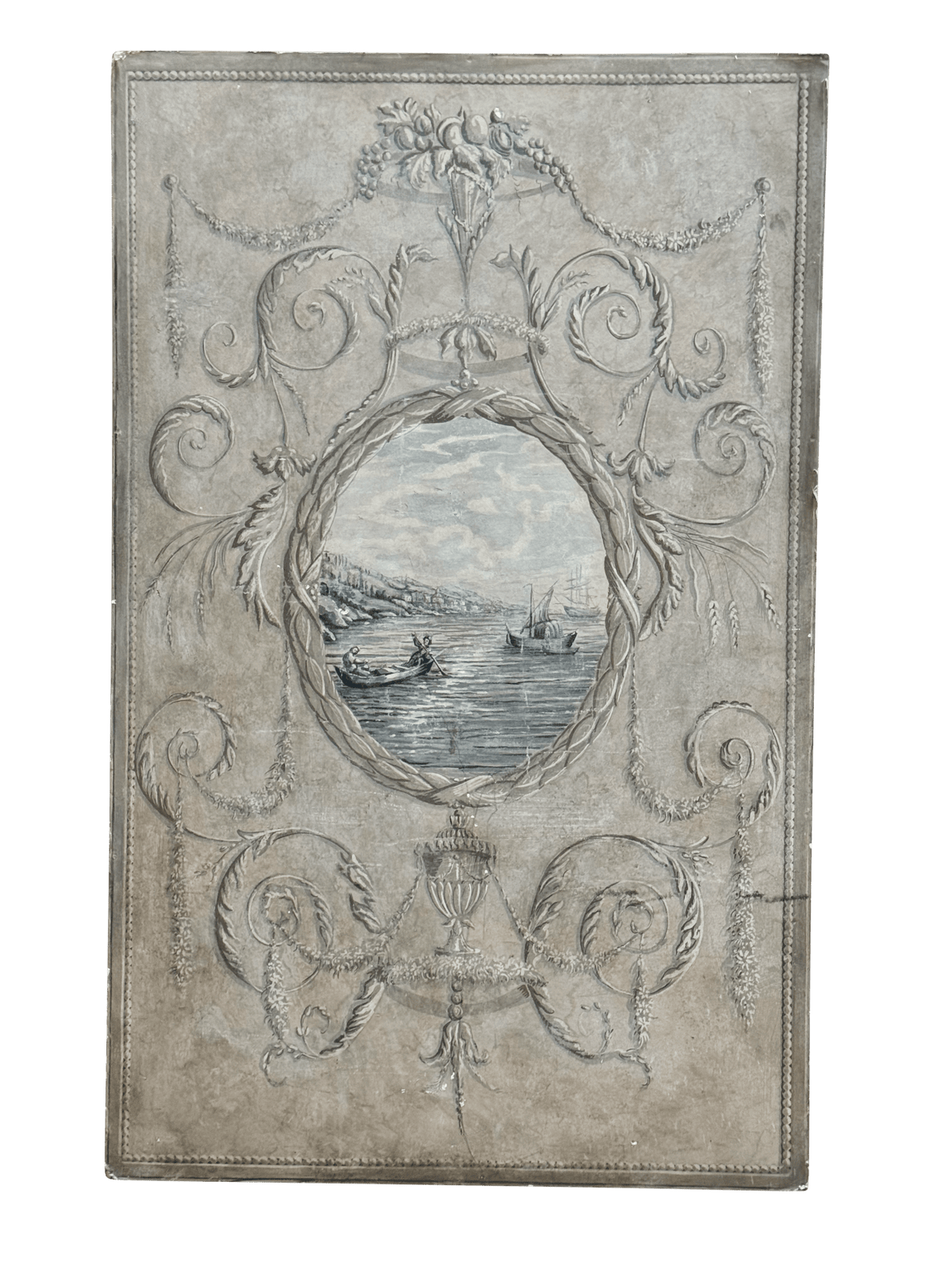 French 19th Century Grisaille Grey Wallpaper Panel - Helen Storey Antiques
