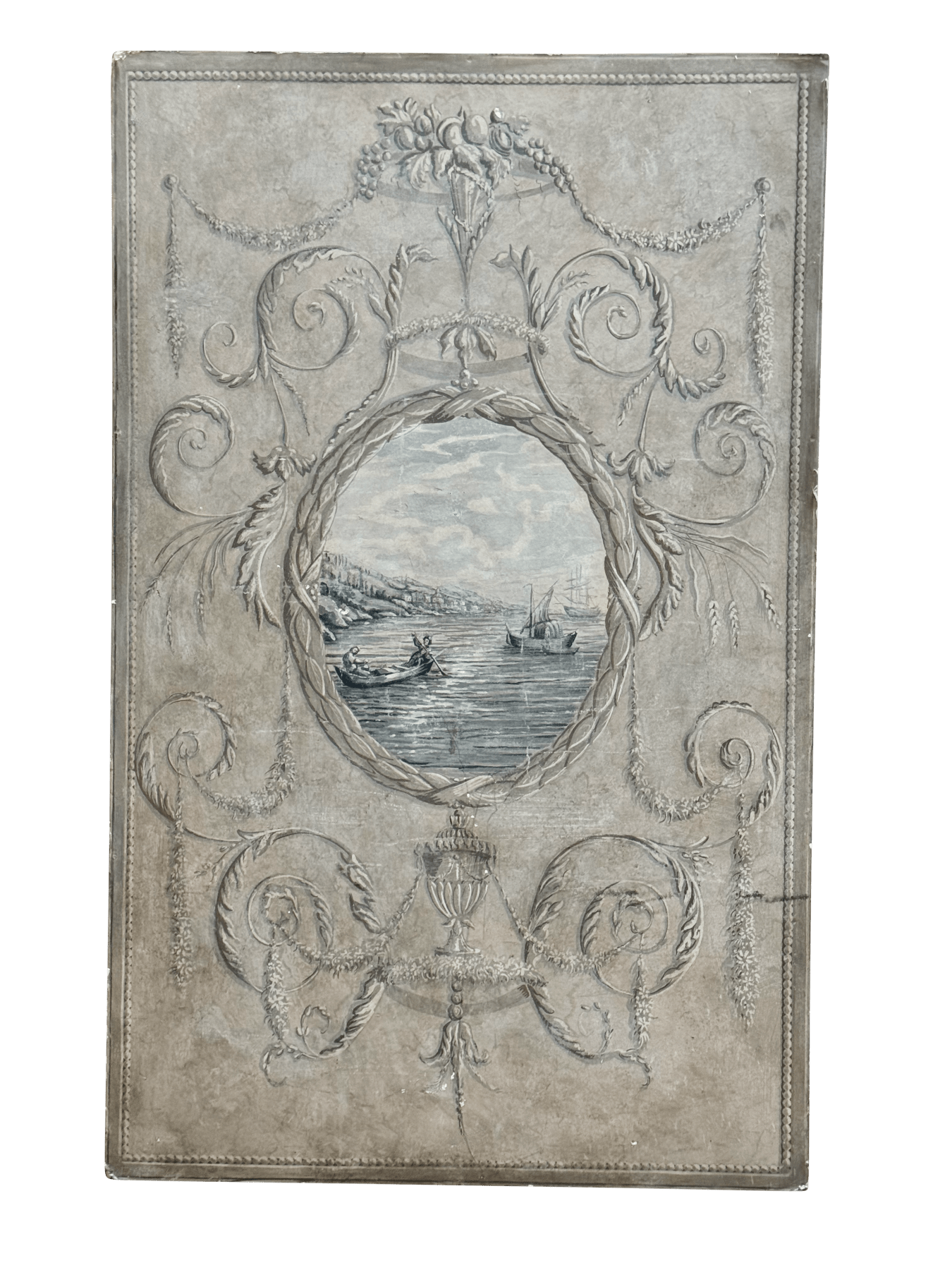 French 19th Century Grisaille Grey Wallpaper Panel