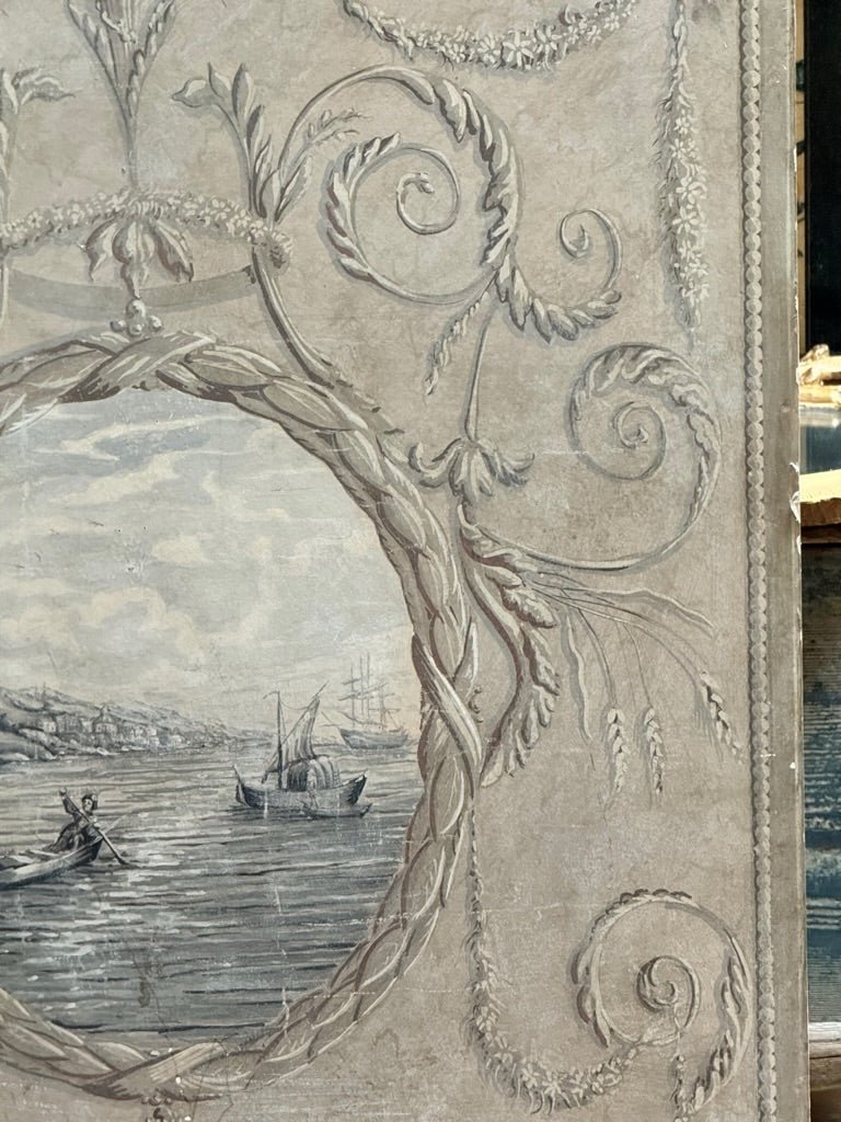 French 19th Century Grisaille Grey Wallpaper Panel - Helen Storey Antiques