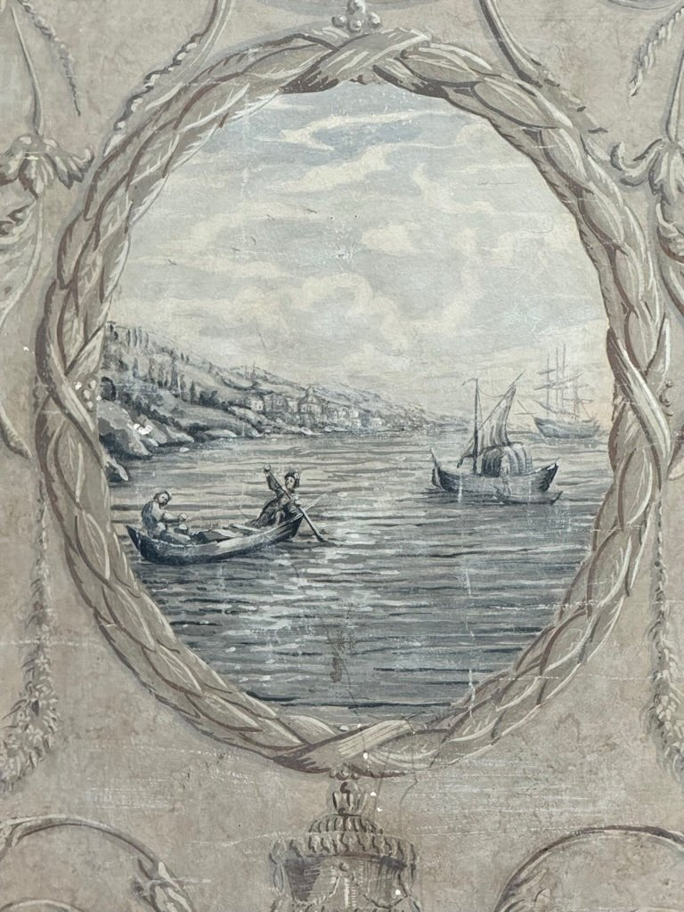 French 19th Century Grisaille Grey Wallpaper Panel - Helen Storey Antiques