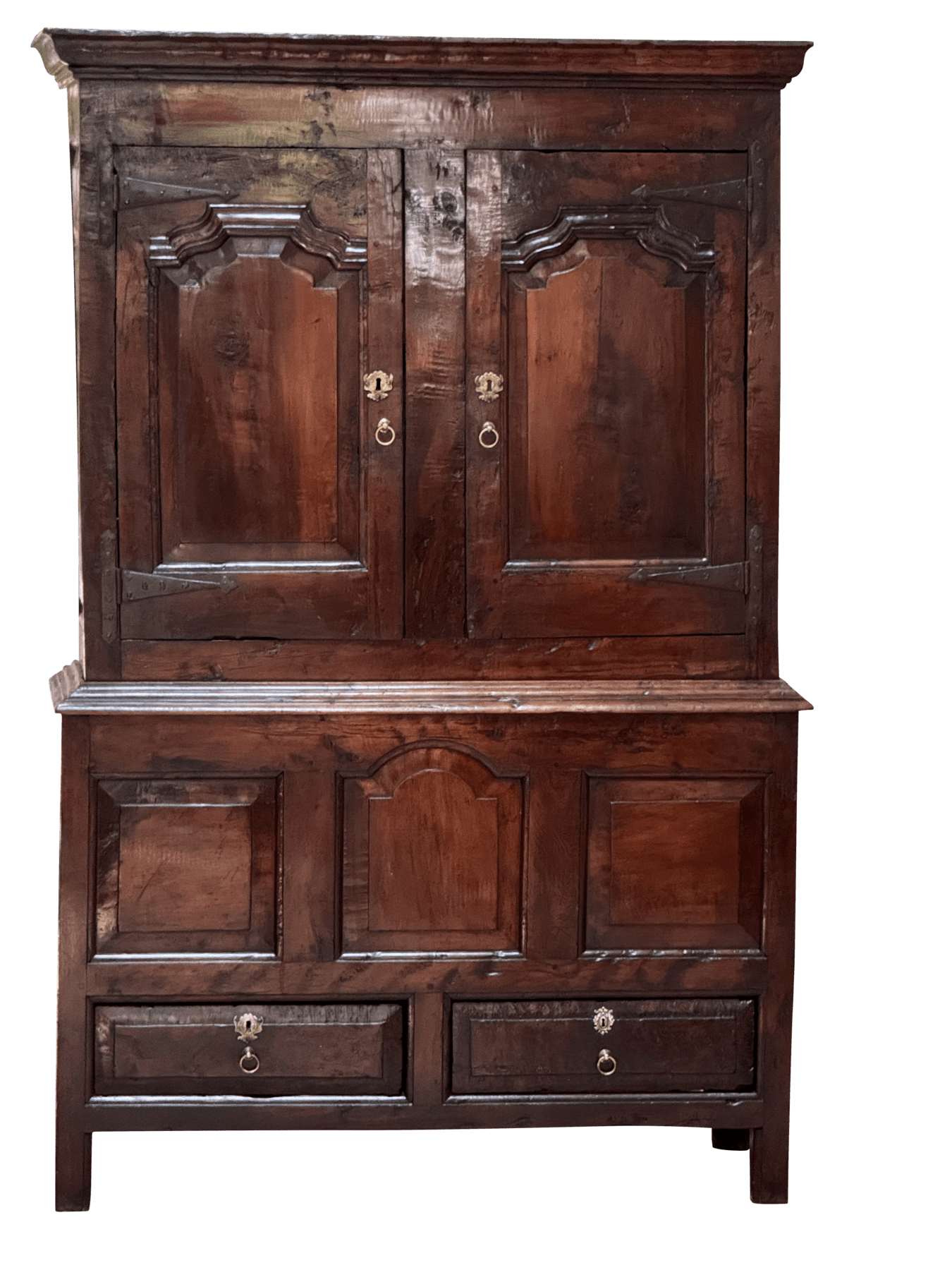 George II Yew Wood Press Cupboard, c. 1750