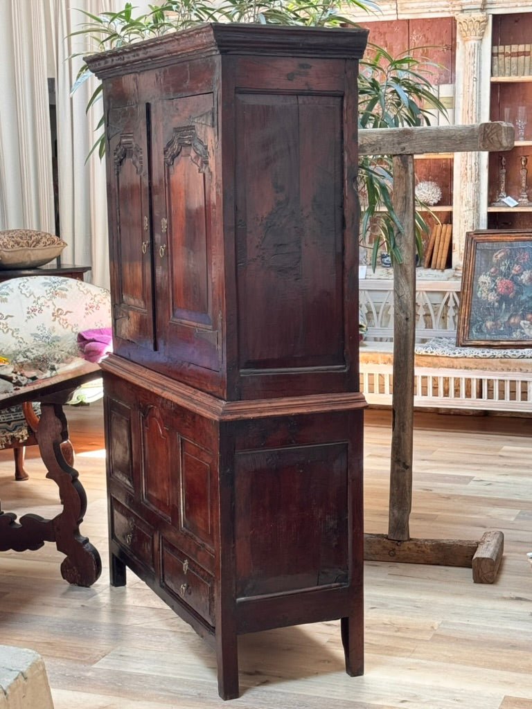 George II Yew Wood Press Cupboard, c. 1750 - Helen Storey Antiques