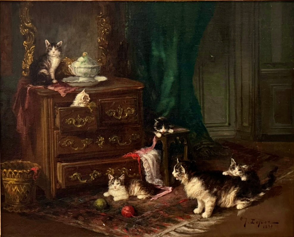 Jules Leroy (French, 1856 - 1921) Kittens at Play - Helen Storey Antiques