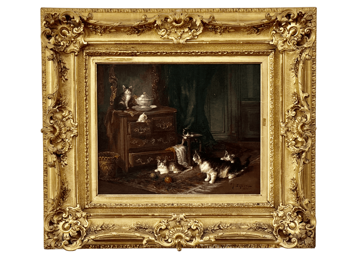Jules Leroy (French, 1856 - 1921) Kittens at Play - Helen Storey Antiques