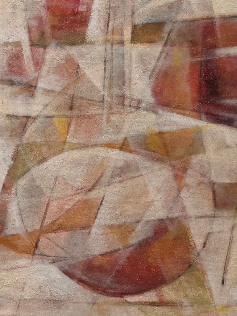 Large abstract painting in oil, Paris, mid - century - Helen Storey Antiques