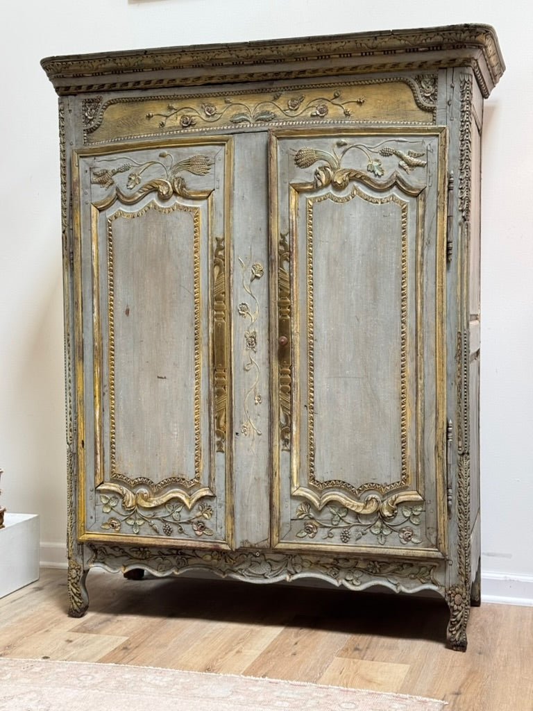 Louis XV carved, painted cupboard. C. 1760 - Helen Storey Antiques