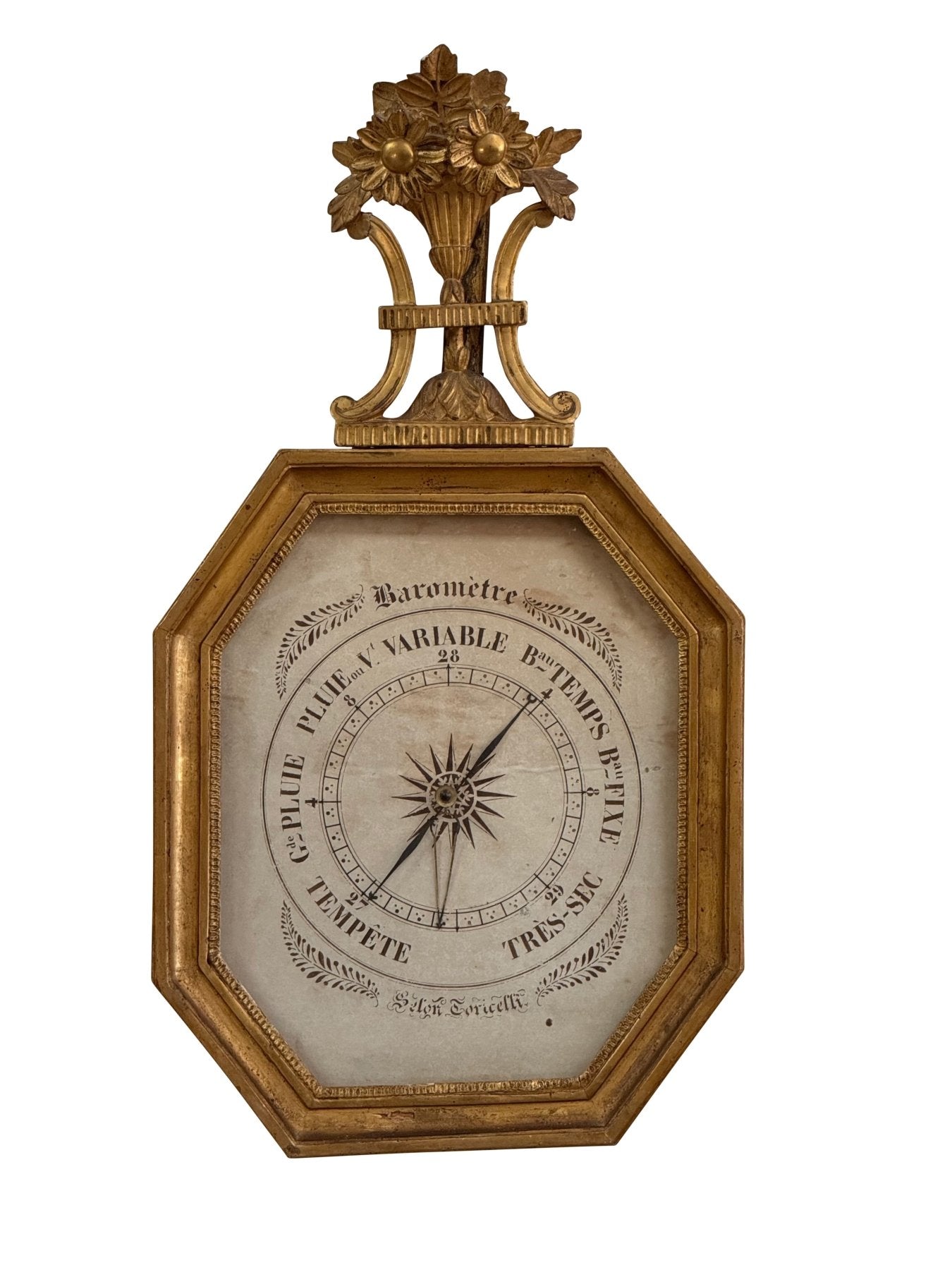 Louis XVI carved and gilded barometer