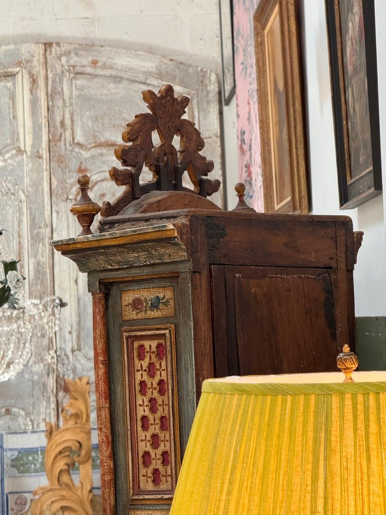 Mid - 18th Century painted tall case clock from Northern Italy - Helen Storey Antiques