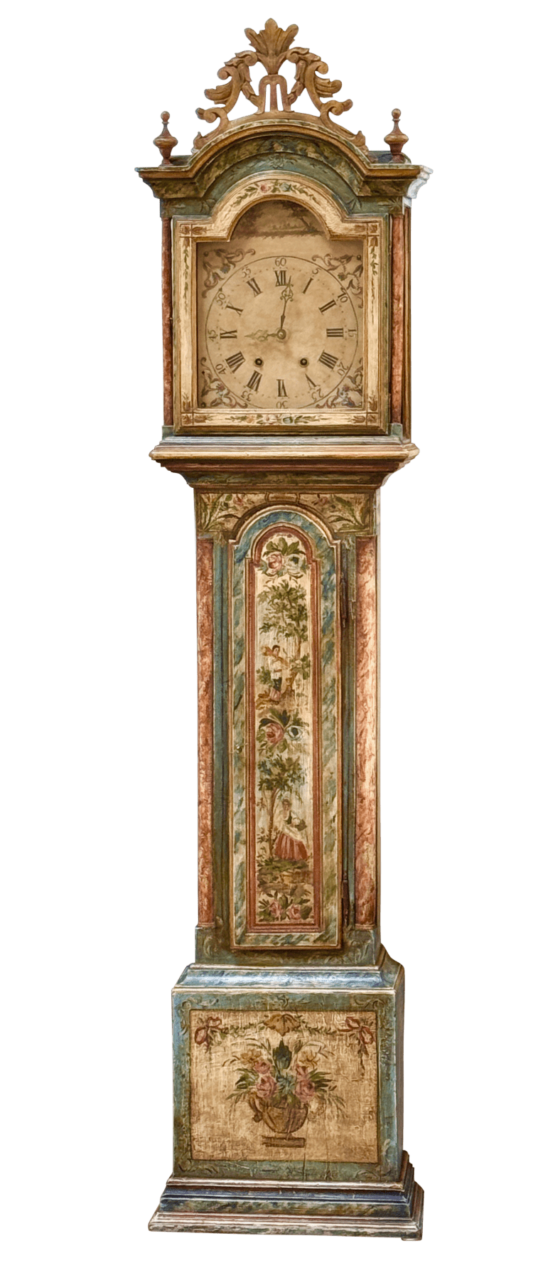 Mid-18th Century painted tall case clock from Northern Italy