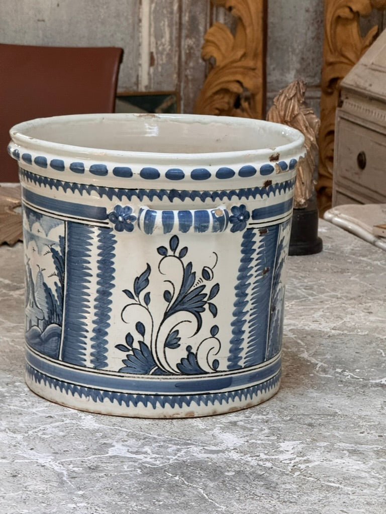 Moustiers Wine Cooler, planter, mid - 18th C. France - Helen Storey Antiques