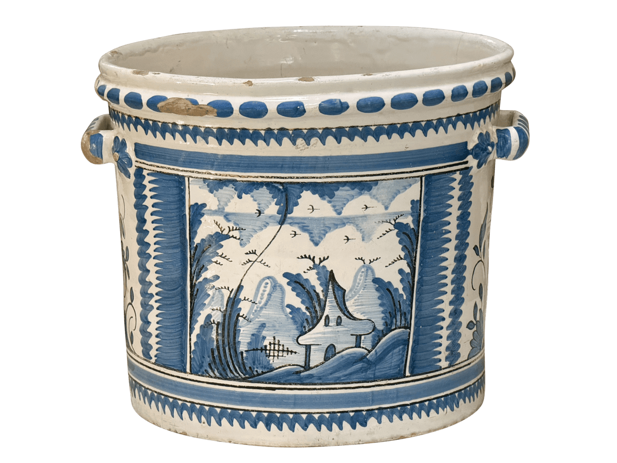 Moustiers Wine Cooler, planter, mid - 18th C. France - Helen Storey Antiques