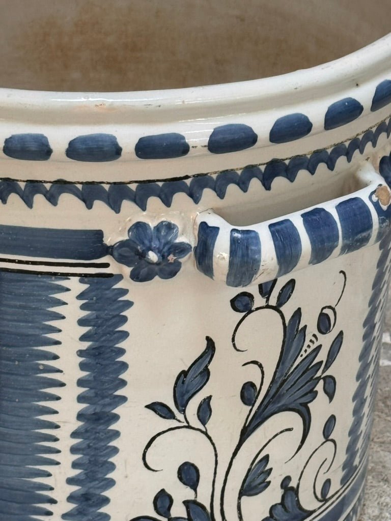 Moustiers Wine Cooler, planter, mid - 18th C. France - Helen Storey Antiques