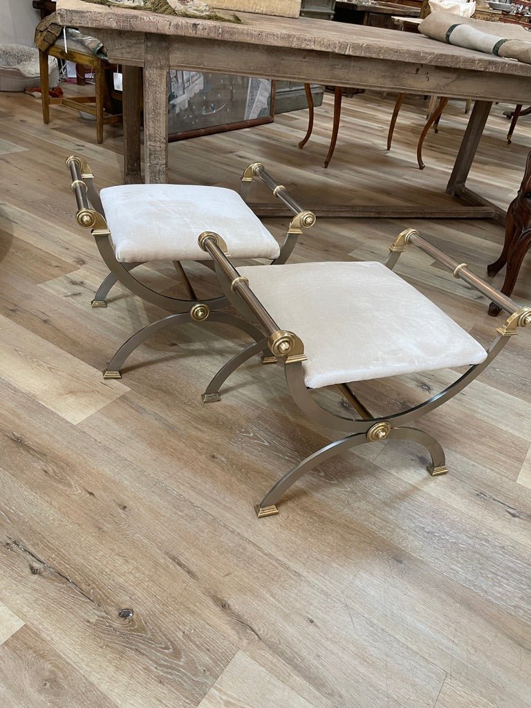Pair Maison Jansen curule benches or stools - Helen Storey Antiques