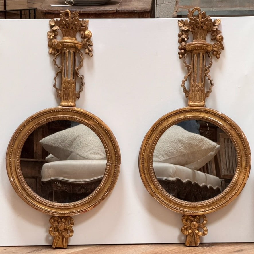 Pair of Carved Gilded Mirrors, 19th C. - Helen Storey Antiques