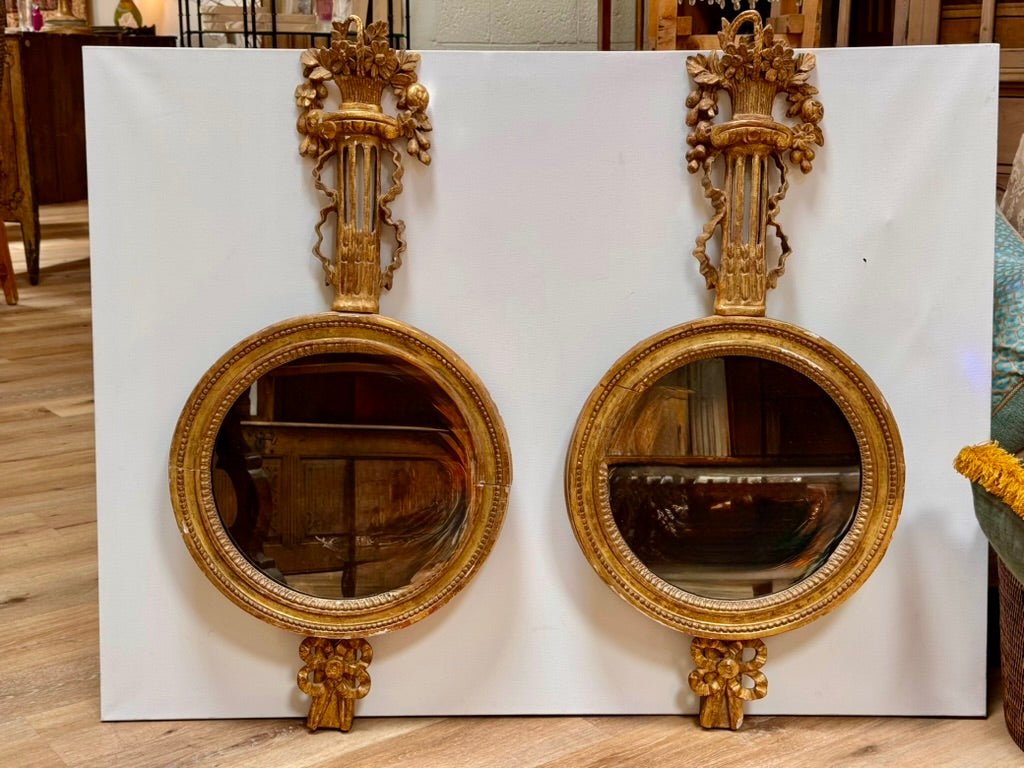 Pair of Carved Gilded Mirrors, 19th C. - Helen Storey Antiques
