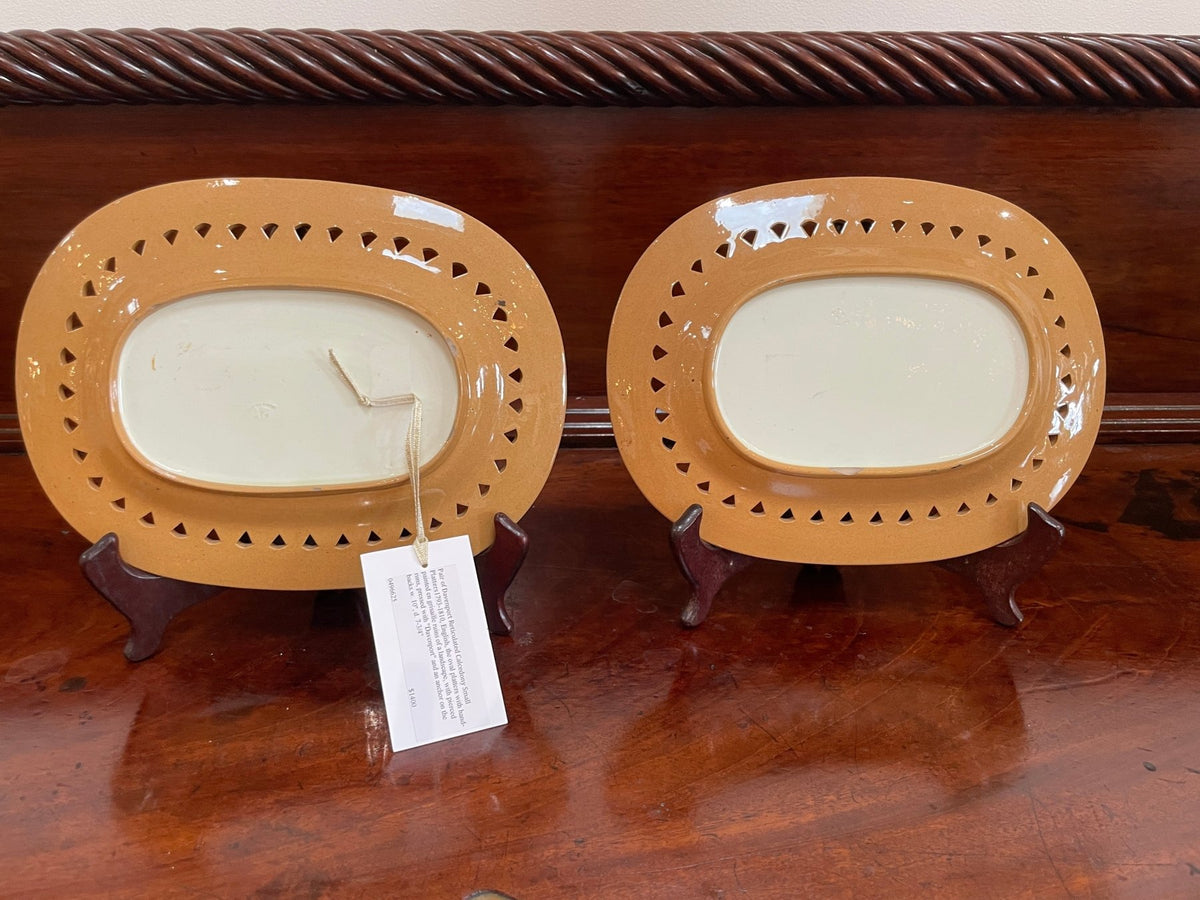 Pair of Davenport Reticulated Chalcedony Small Platters, 1793 - 1810, English - Helen Storey Antiques