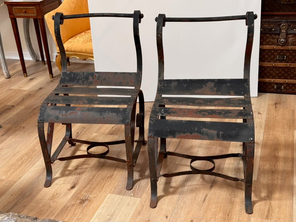Pair of exceptional sculptural Iron Armchairs