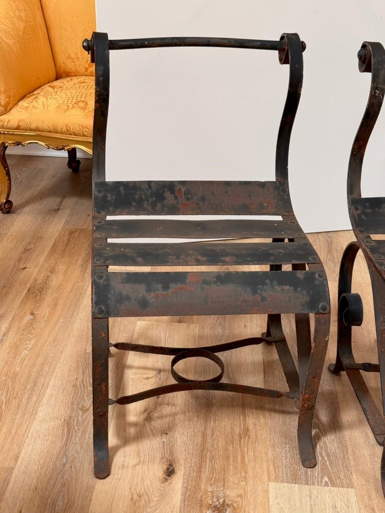 Pair of exceptional sculptural Iron Armchairs - Helen Storey Antiques