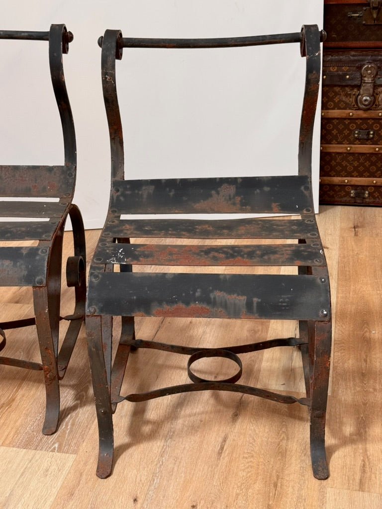 Pair of exceptional sculptural Iron Armchairs - Helen Storey Antiques