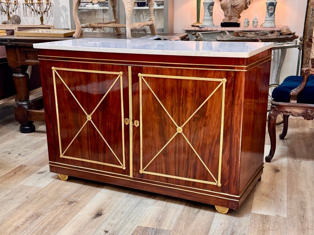 Pair of French Louis XVI Revival Mahogany and Gilt Bronze Cabinets, circa 1880 - Helen Storey Antiques