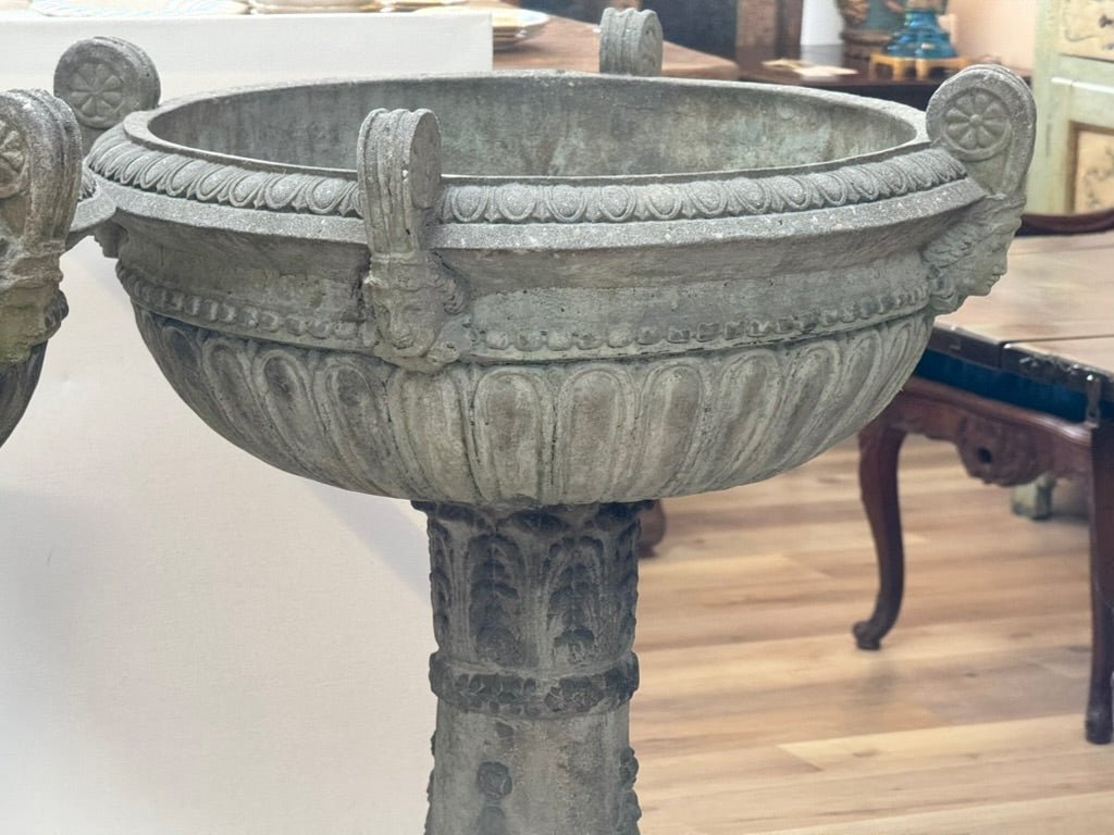 Pair of Large Cast Stone Urns - Helen Storey Antiques