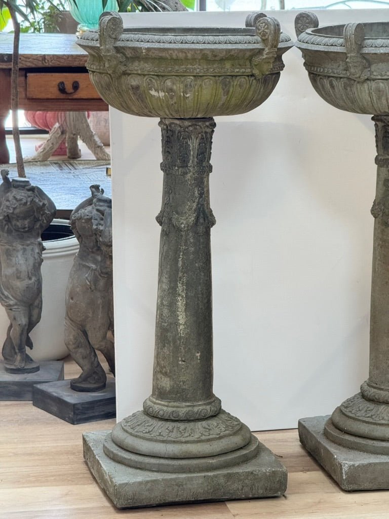 Pair of Large Cast Stone Urns - Helen Storey Antiques