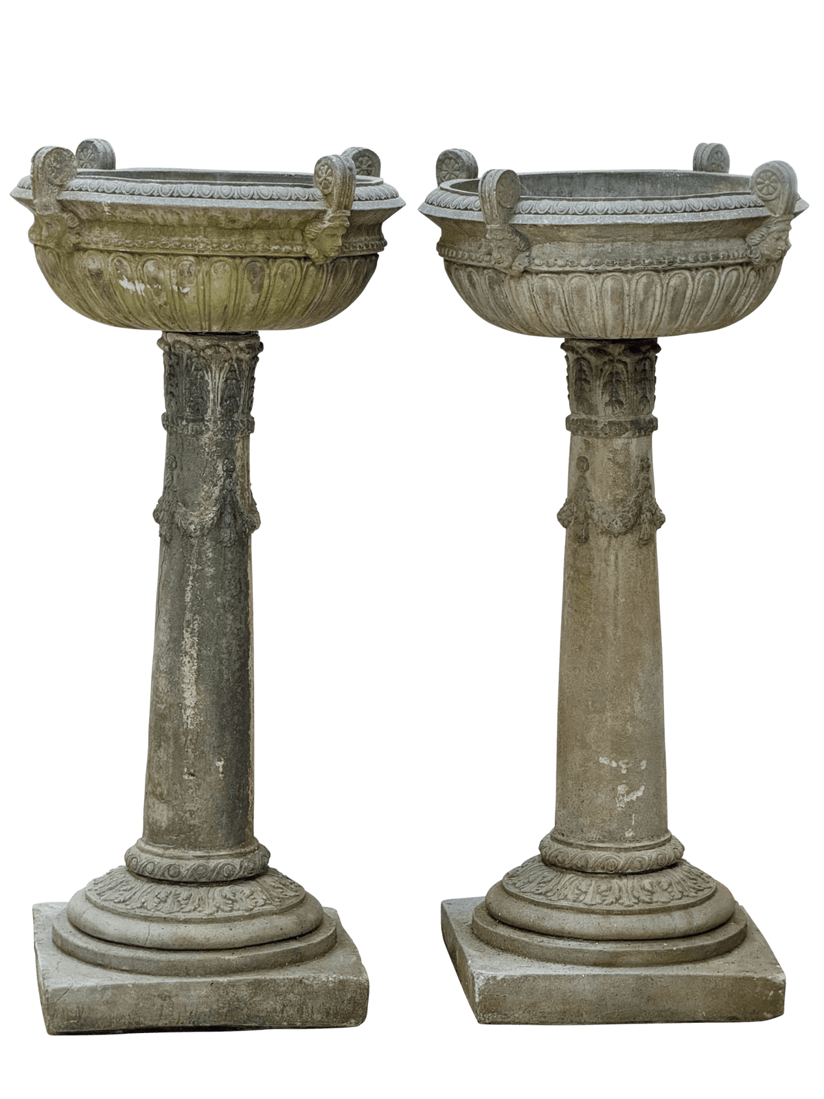 Pair of Large Cast Stone Urns - Helen Storey Antiques
