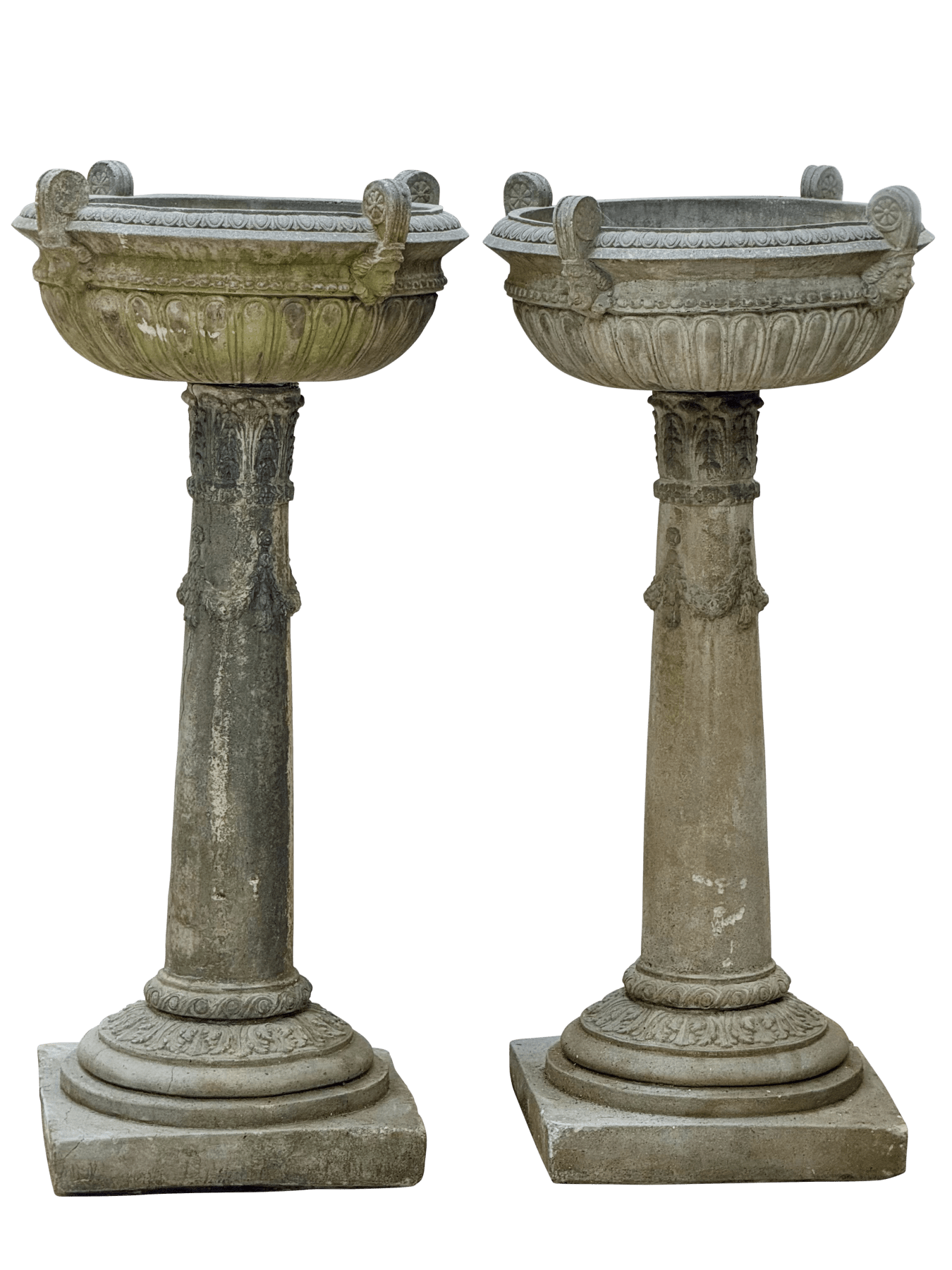 Pair of Large Cast Stone Urns