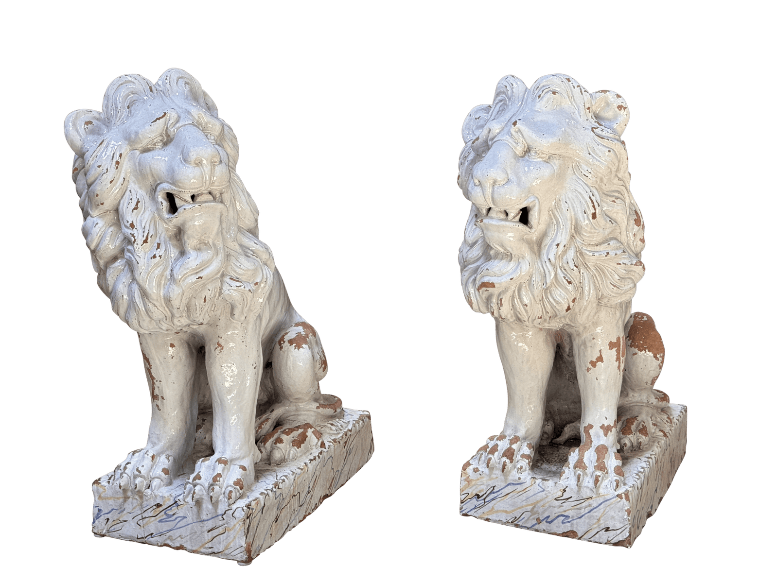 Pair of late 18th century terracotta lions from Naples