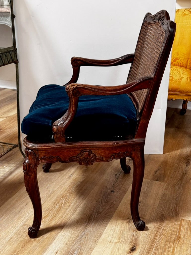 Regence Beechwood Caned Fauteuil, France, 18th century - Helen Storey Antiques