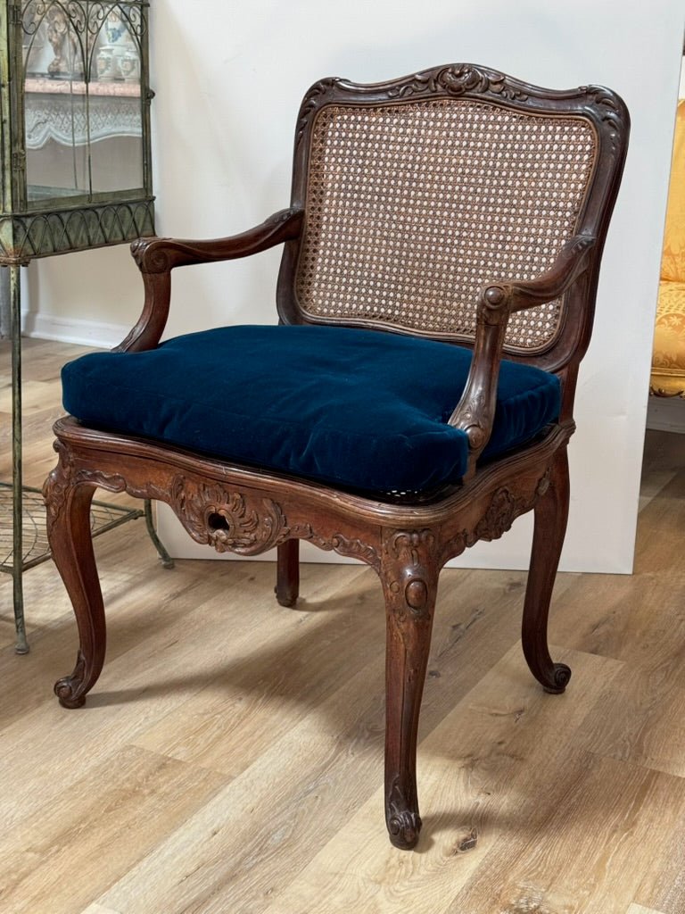 Regence Beechwood Caned Fauteuil, France, 18th century - Helen Storey Antiques