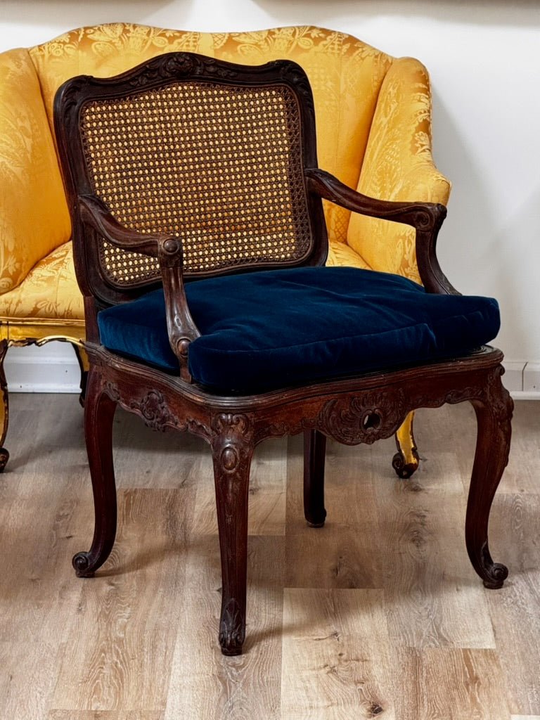 Regence Beechwood Caned Fauteuil, France, 18th century - Helen Storey Antiques